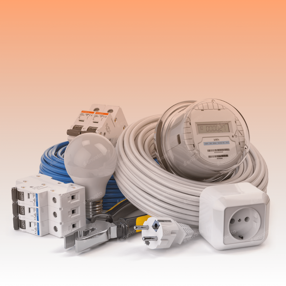 Industry clarity for electrical compliance - bundled electrical components including meter, MCBs, cables, LED bulb and Schuko plug
