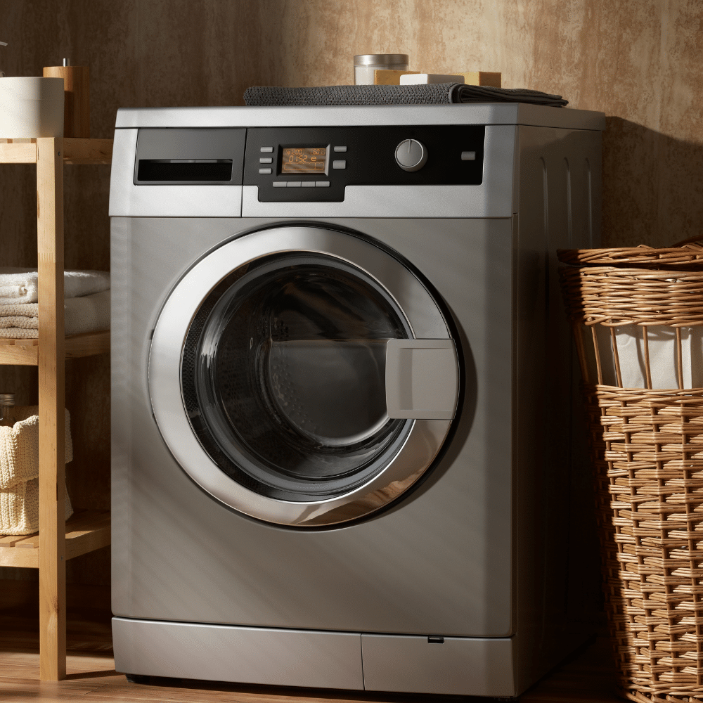 Industry clarity for electrical compliance - silver front-load washing machine in modern laundry room